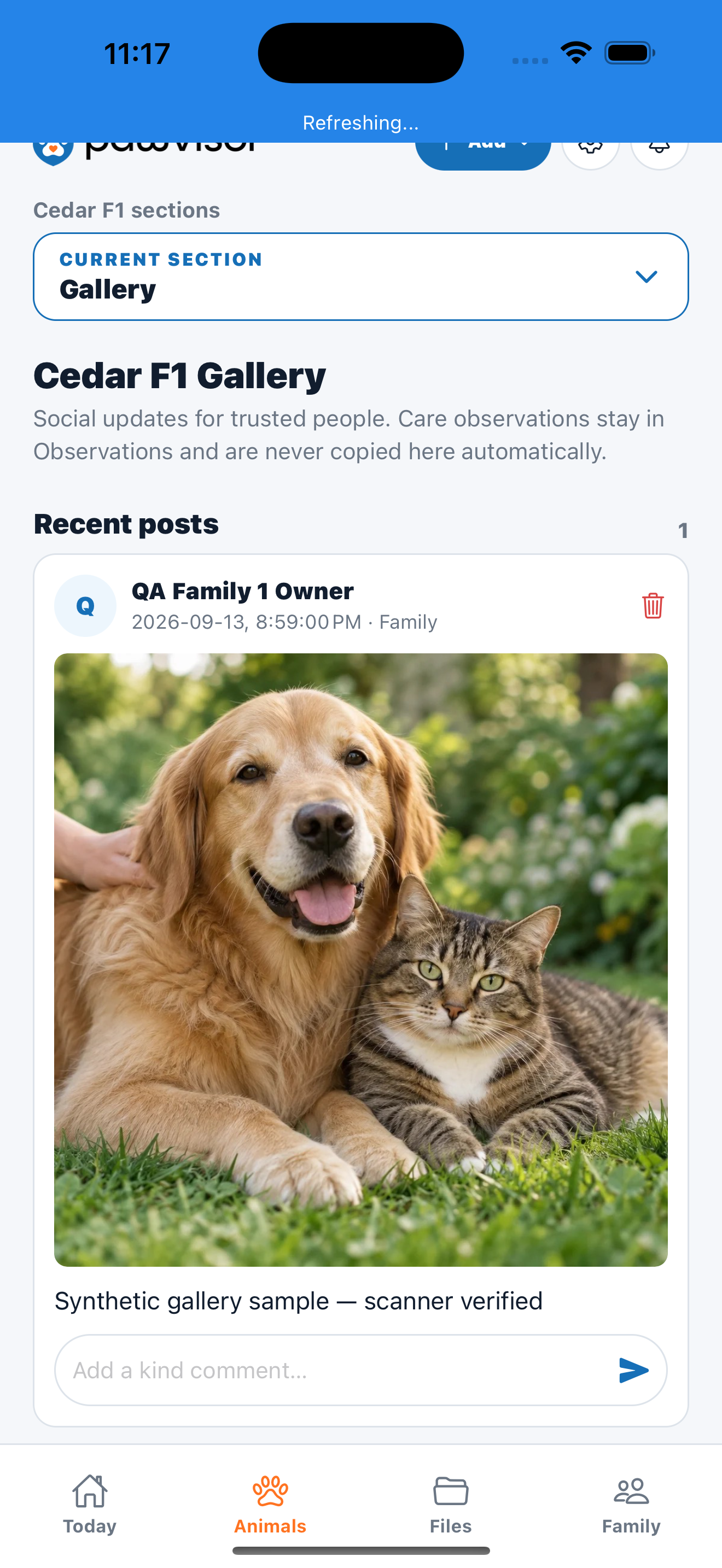 The moments worth sharing. Current native Gallery · example data.